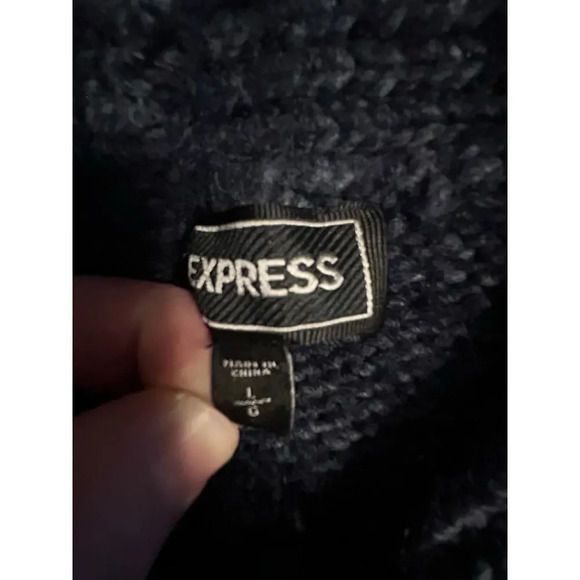 Express Wool Alpaca Blend Men's Sweater Size Large Blue Mock Neck Warm Cozy - Picture 4 of 7